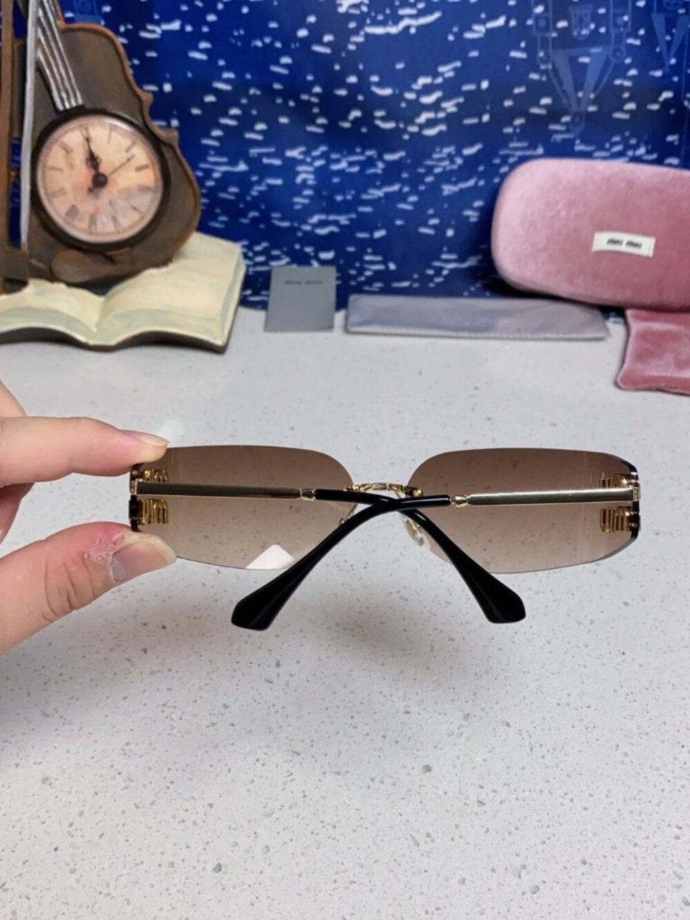 Miu Miu Rimless Gradient Sunglasses with Logo Detail - Picture 6 of 10